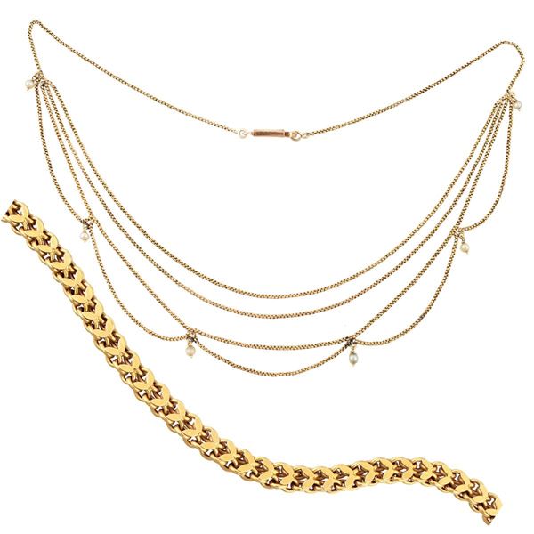 TWO GOLD AND PEARL NECKLACES  - Auction Important Jewelry - Casa d'Aste International Art Sale