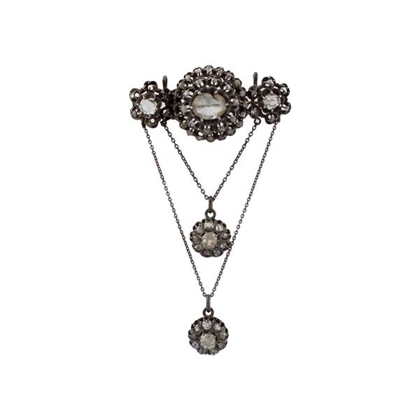 DIAMOND, SILVER AND GOLD BROOCH