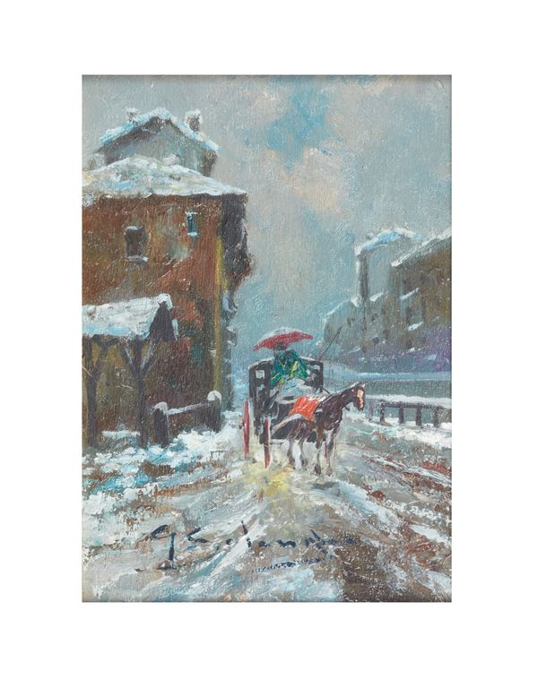 GIUSEPPE SOLENGHI : Vicolo delle lavandaie  - Auction Modern, Contemporary and 19th Century Paintings - Casa d'Aste International Art Sale