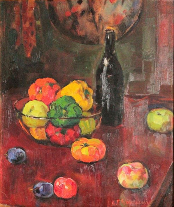Alfio Paolo Graziani - Natura morta con bottiglia