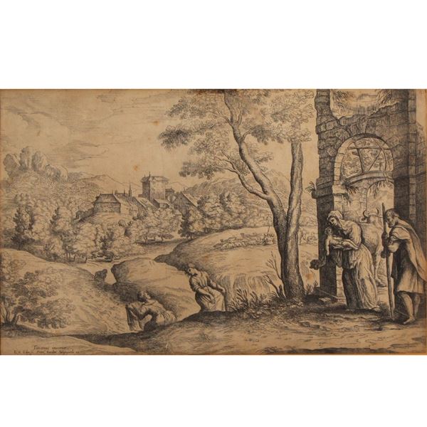 ANONIMO : Paesaggio  - china su carta - Auction Paintings and Sculptures - Casa d'Aste International Art Sale
