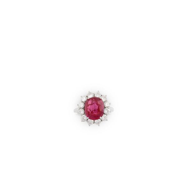 MYANMAR RUBY, DIAMOND AND PLATINUM