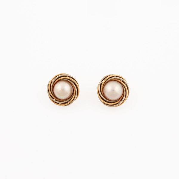 PAIR OF MABE AND GOLD EARRINGS
