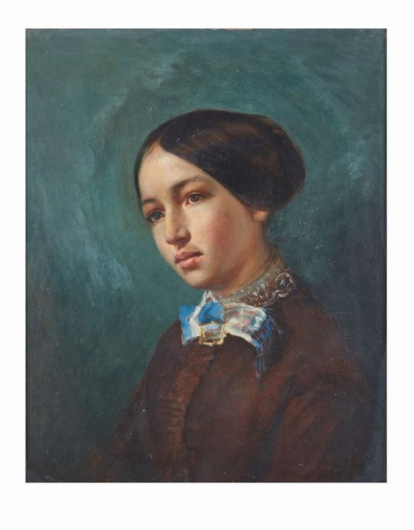 Ritratto di giovane donna  (1881)  - Asta Dipinti di Arte Moderna, Contemporanea e XIX Secolo - Casa d'Aste International Art Sale