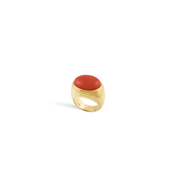 CORAL AND GOLD RING  - Auction Important Jewelry - Casa d'Aste International Art Sale