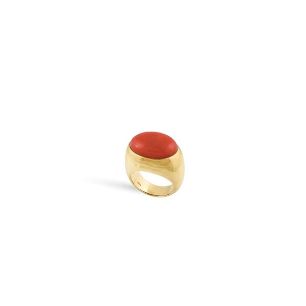 CORAL AND GOLD RING