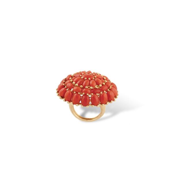 CORAL AND GOLD RING