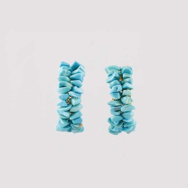 PAIR OF TURQUOISE AND GOLD EARRINGS