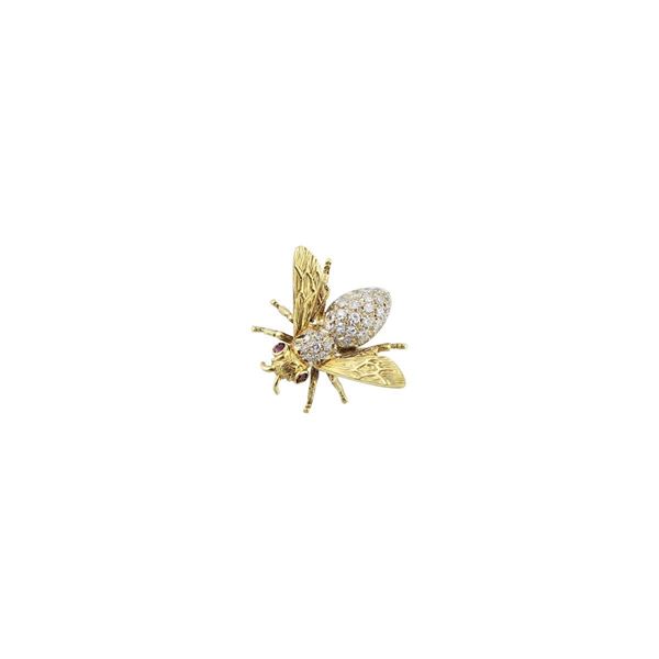 DIAMOND, RUBY AND GOLD BROOCH  - Auction Important Jewelry - Casa d'Aste International Art Sale