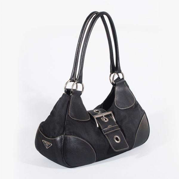 LEATHER AND FABRIC BAG, Prada