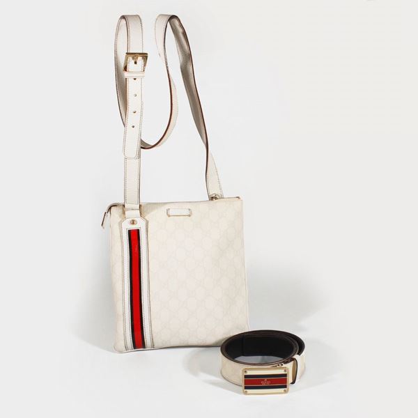 LEATHER CROSSBODY BAG AND BELT, Gucci