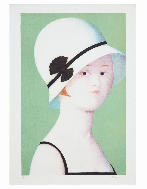 Dama con cappello  - Asta Dipinti di Arte Moderna, Contemporanea e XIX Secolo - Casa d'Aste International Art Sale