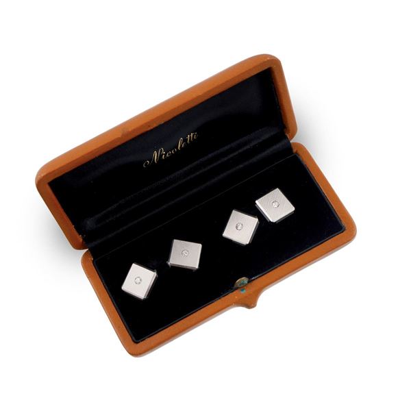 DIAMOND, ONYX, GOLD AND PLATINUM CUFFLINKS