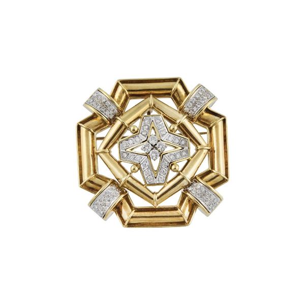 DIAMOND AND GOLD BROOCH