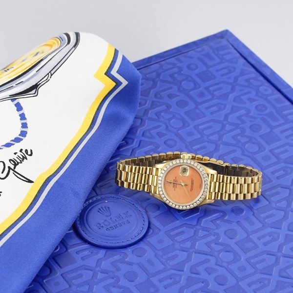Rolex - “Datejust” “Coral Dial and Diamonds” Lady Ref.69138