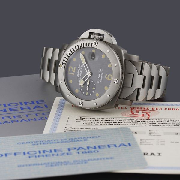 Panerai : “Luminor Submersible”, No. 188/500, Ref. PAM 106 Tritium Dial  - Auction Vintage and Modern Watches - Casa d'Aste International Art Sale