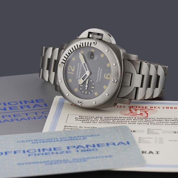 Panerai : “Luminor Submersible”, No. 188/500, Ref. PAM 106 Tritium Dial  - Asta Orologi Vintage e Moderni - Casa d'Aste International Art Sale