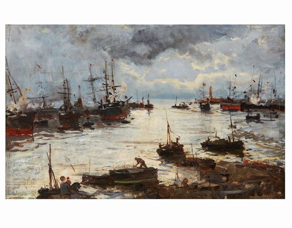 POMPEO MARIANI : Porto ligure  - Asta Dipinti di Arte Moderna, Contemporanea e XIX Secolo - Casa d'Aste International Art Sale