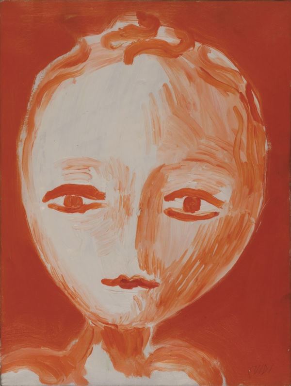 Testa fondo rosso