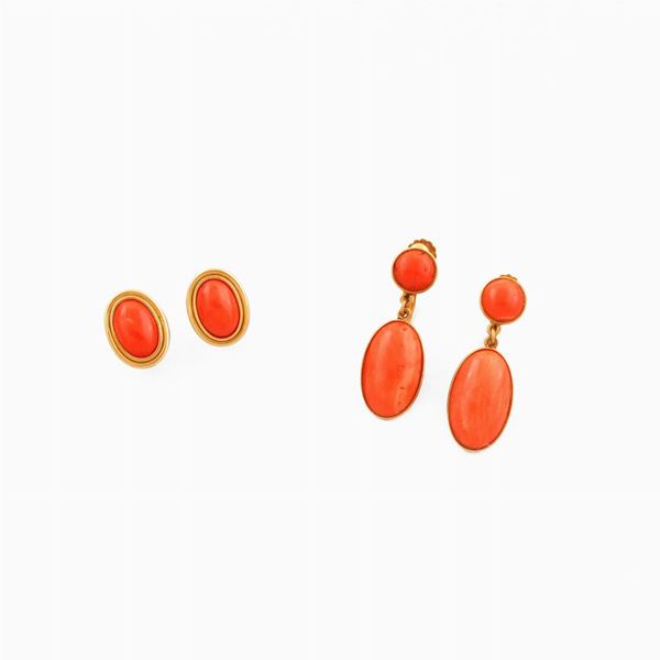 TWO PAIR OF CORAL AND GOLD EARRINGS  - Auction Jewelery, Watches and Silver - Casa d'Aste International Art Sale