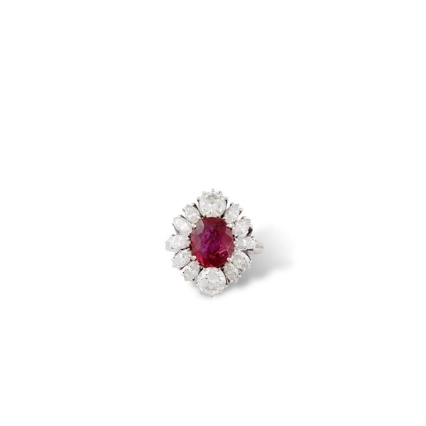 RUBY, DIAMOND AND GOLD RING
