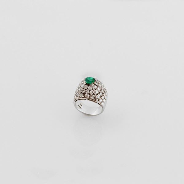 EMERALD, DIAMOND AND GOLD RING  - Auction Jewelery, Watches and Silver - Casa d'Aste International Art Sale