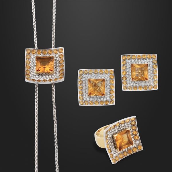 DIAMOND, QUARTZ AND GOLD PARURE