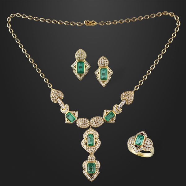 EMERALD, DIAMOND AND GOLD PARURE  - Auction Important Jewelry - Casa d'Aste International Art Sale