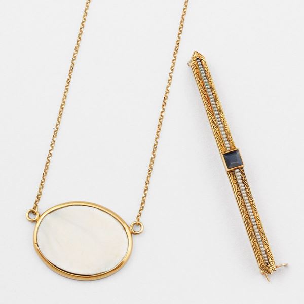 SAPPHIRE, AGATHE AND GOLD LOT