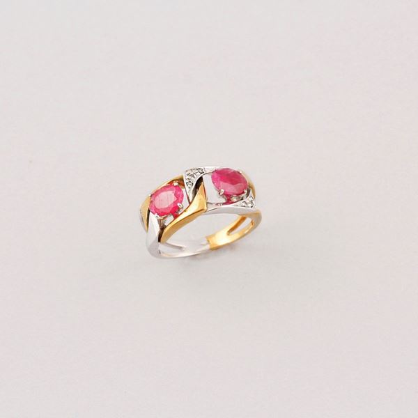 RUBY, DIAMOND AND GOLD RING