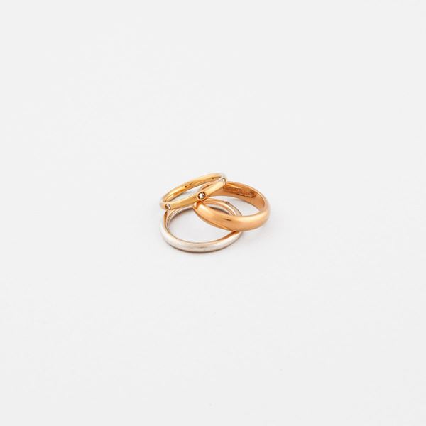 THREE DIAMOND AND GOLD RING  - Auction Jewelery, Watches and Silver - Casa d'Aste International Art Sale