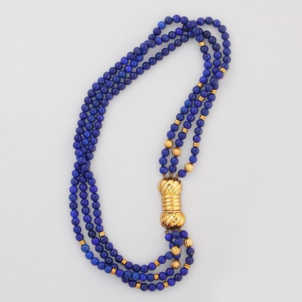 LAPIS NECKLACE WITH GOLD CLASP