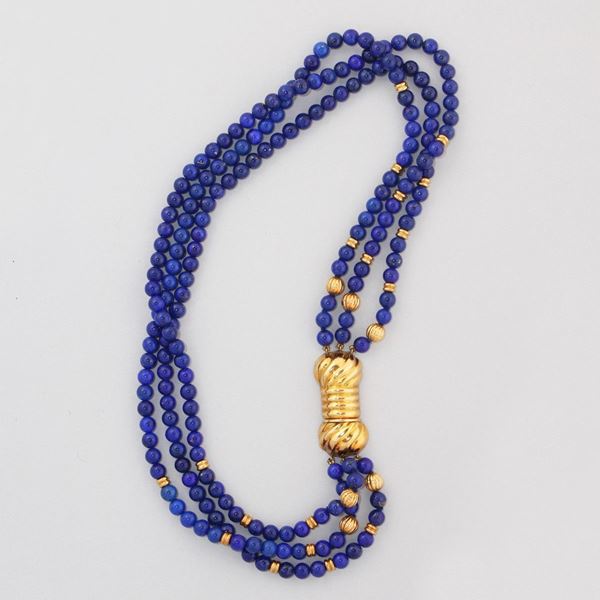 LAPIS NECKLACE WITH GOLD CLASP