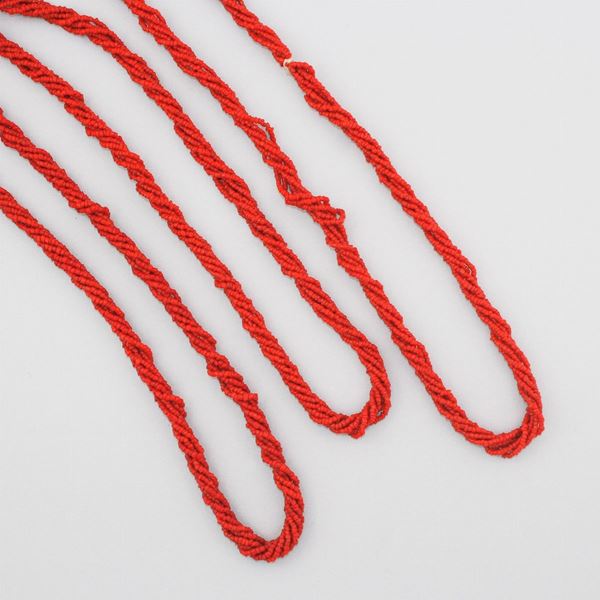 THREE CORAL NECKLACES  - Auction Jewel Necklaces for Summer Time and Silver - Casa d'Aste International Art Sale