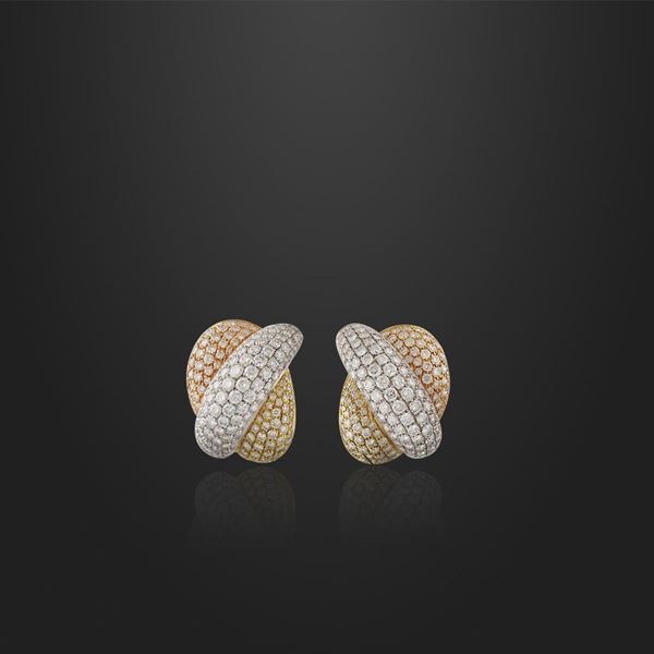 Damiani : PAIR OF DIAMOND AND GOLD EARRINGS  - Auction Important Jewelry - Casa d'Aste International Art Sale
