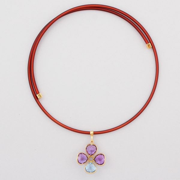 AMETHYST, TOPAZ AND GOLD NECKLACE
