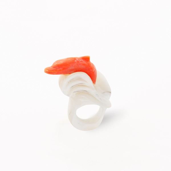 *NACRE AND CORAL RING  - Auction Jewelery, Watches and Silver - Casa d'Aste International Art Sale