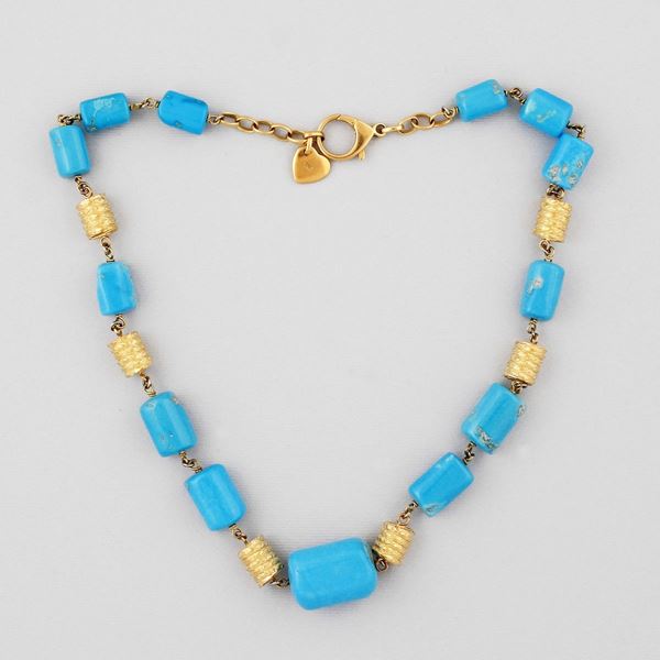 *TURQUOISE AND GOLD NECKLACE  - Auction Jewelery, Watches and Silver - Casa d'Aste International Art Sale