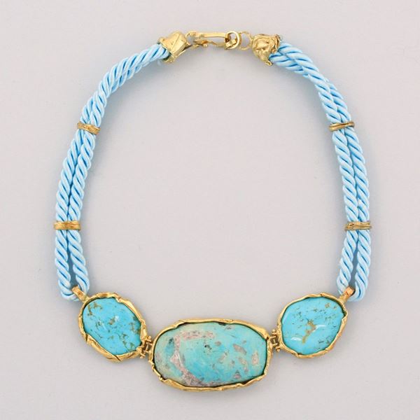 *TURQUOISE AND GOLD NECKLACE  - Auction Jewel Necklaces for Summer Time and Silver - Casa d'Aste International Art Sale