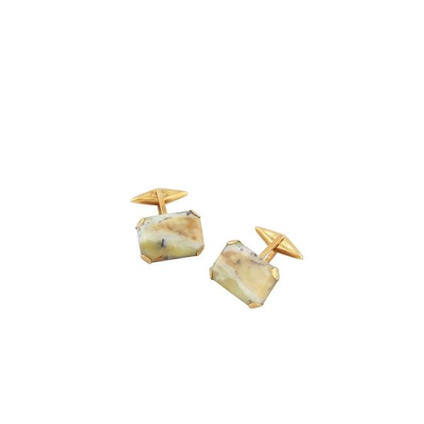 *DENTRITIC AGATE AND GOLD CUFFLINKS