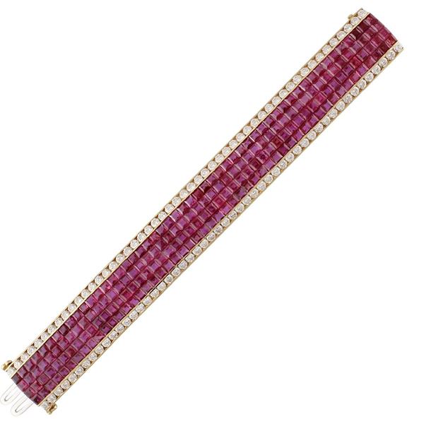 RUBY, DIAMOND AND GOLD BRACELET, PEDERZANI