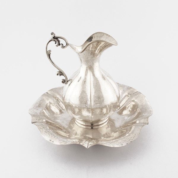 *SILVER PITCHER WITH PLATE