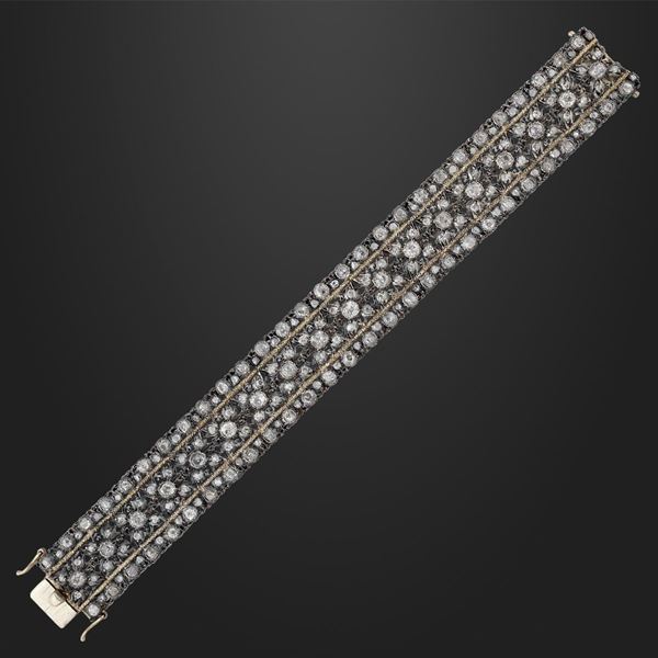 DIAMOND, GOLD AND SILVER  BRACELET