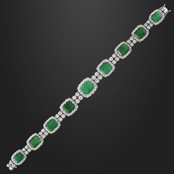 EMERALD, DIAMOND AND GOLD BRACELET