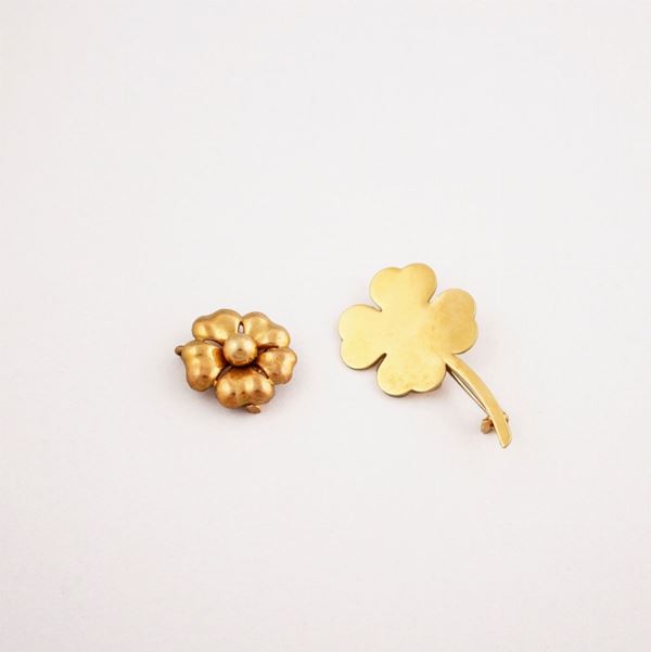TWO GOLD BROOCHES