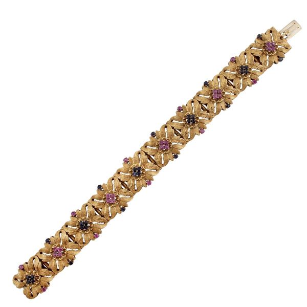 RUBY, SAPPHIRE AND GOLD BRACELET