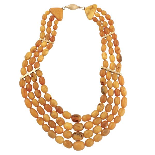 AMBER AND GOLD NECKLACE AND BRACELET