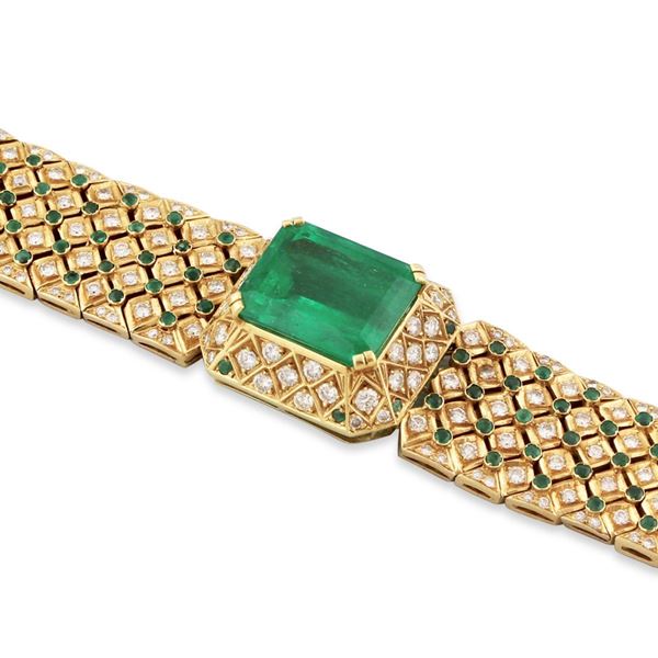 COLOMBIA EMERALD , DIAMOND AND GOLD BRACELET