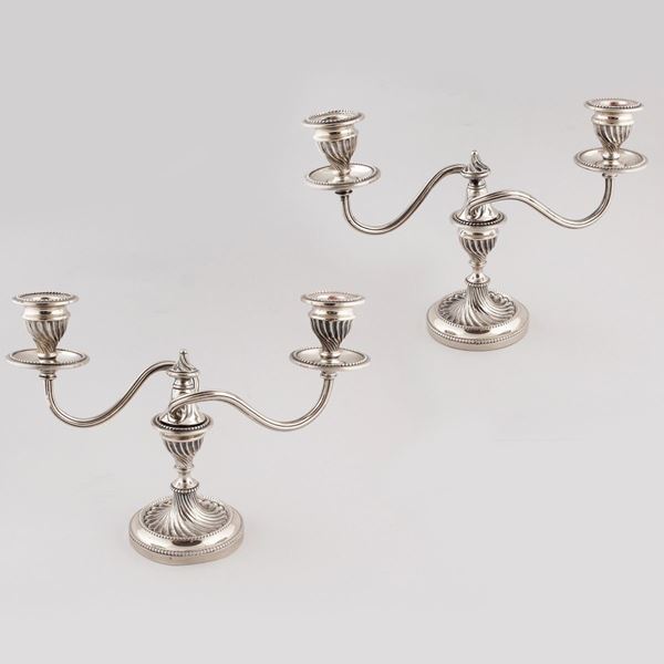 PAIR OF 800 SILVER CANDLESTICKS  - Auction JEWELERY, WATCHES AND SILVER - Casa d'Aste International Art Sale