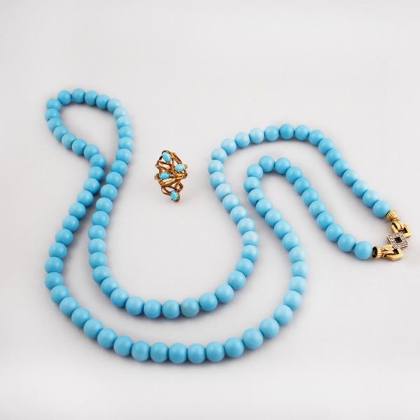 TURQUOISE PASTE AND GOLD LOT